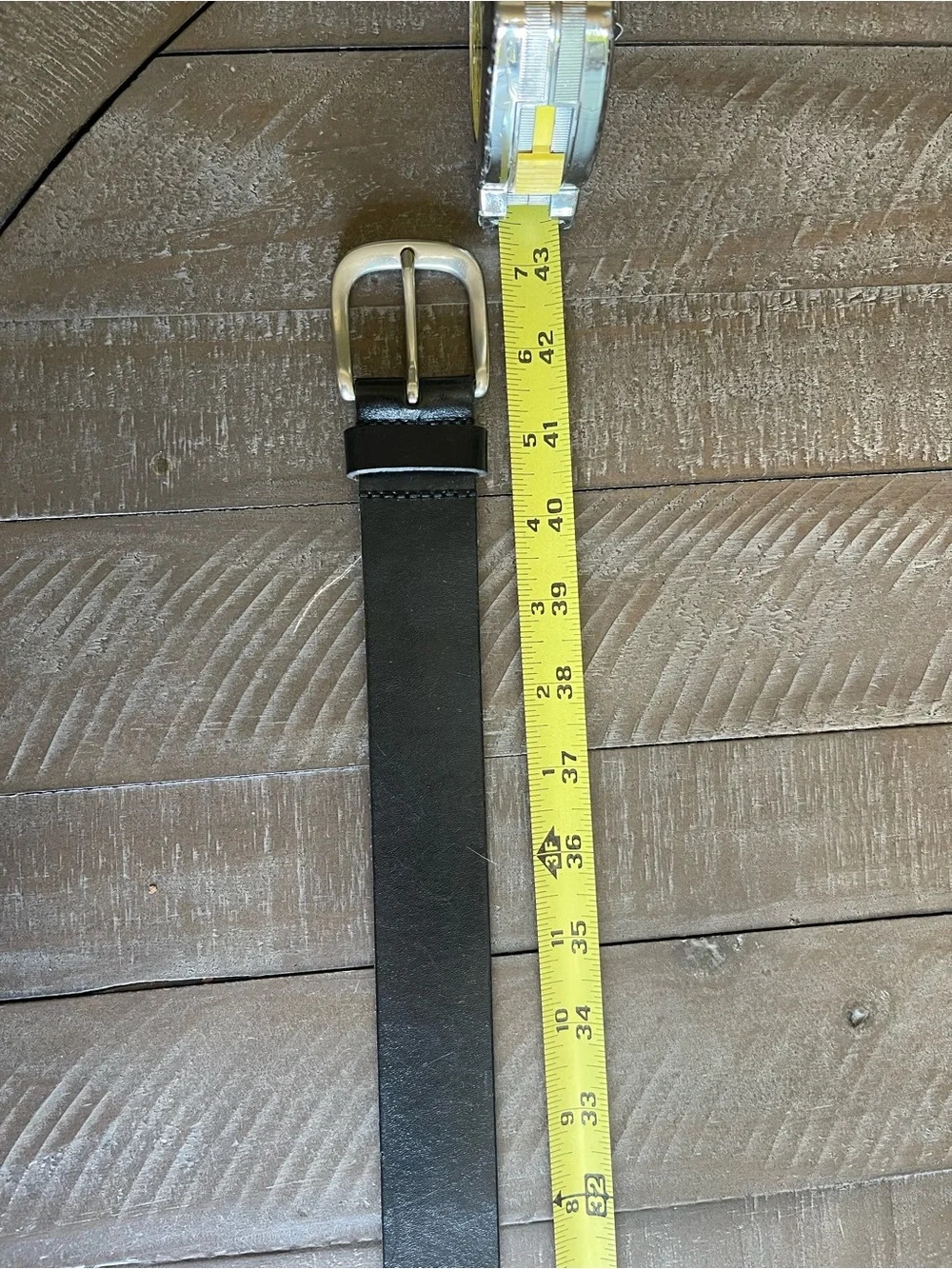 Eddie Bauer Black Leather Belt with Metal Buckle